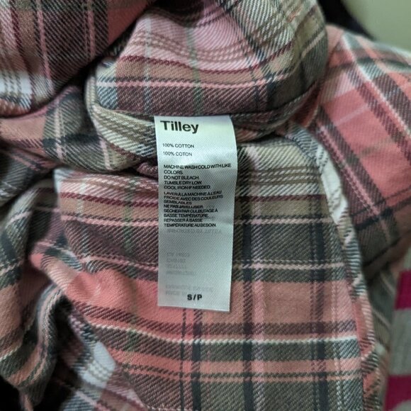 TILLEY Red Pink Brushed Cotton Plaid Shirt S NEW - Picture 6 of 9